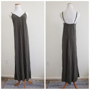 NSF Antonia Maxi Dress Sude Slit Olive Green size Small